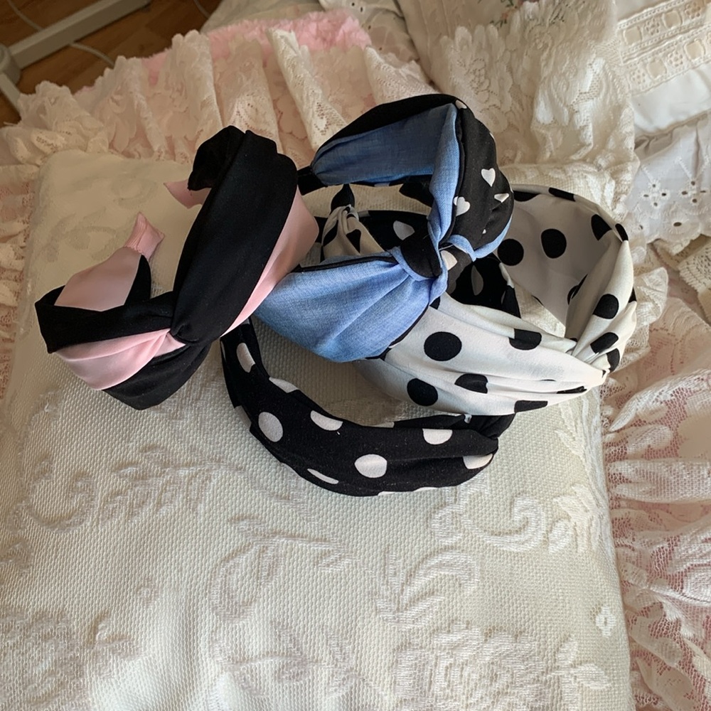 Polka Dot and Solid Headband hair hoop 4 pc Set
